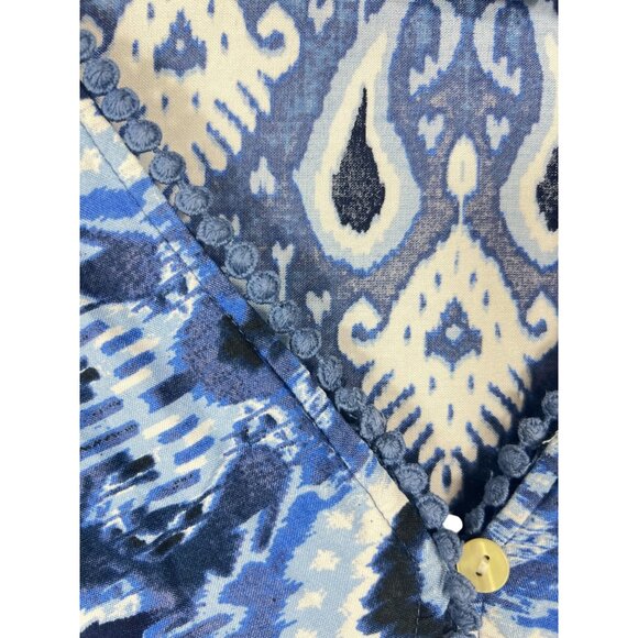 Avenue Womens Blue & White Boho Tunic Top With Button Details Size 22/24 - Picture 7 of 16